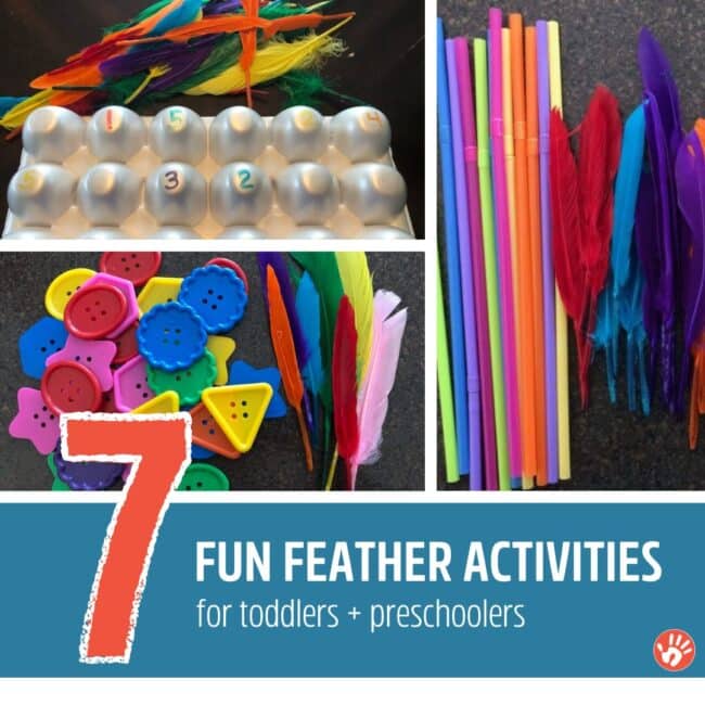 Here are 7 amazingly simple and fun feather activities for toddlers and preschoolers to strengthen colors and fine motor or just have fun!