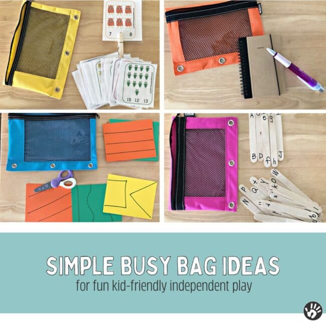 Super simple busy bags to make traveling with kids easier!