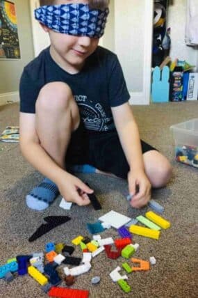 Blindfold Lego Building Activity for Kids
