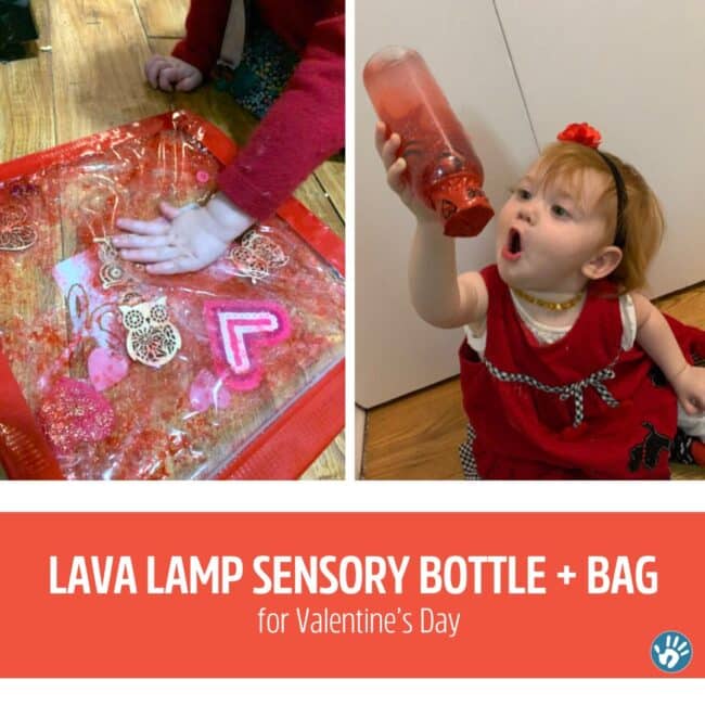 Lava lamp sensory bottle & bag for Valentine's Day