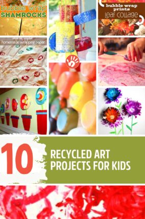 Here are 10 recycled art projects for kids to create! A great way to encourage them to reuse what they already have and give them a taste of being green.