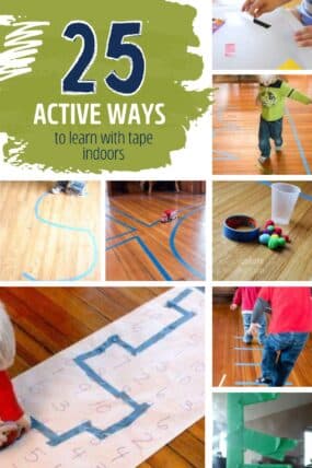 Get active with tape! We love these 15 ways to learn indoors that are perfect for kids of all ages!