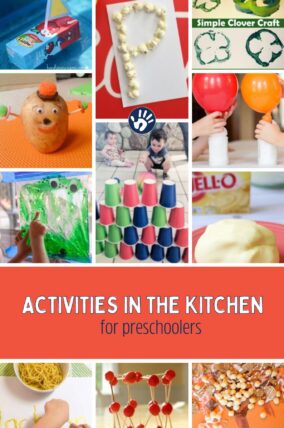 We've gathered a large collection of activities for preschoolers to enjoy in the kitchen using supplies from your cupboards and pantry! Enjoy