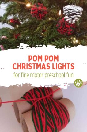 Add some extra cuteness to your Christmas lights with homemade pom poms. It's a great way to strengthen those preschooler fingers, too!