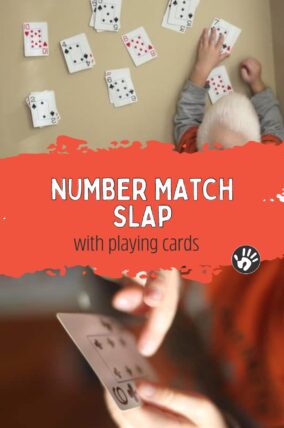 Play number match slap with your preschooler or older toddler to work on early math skills!