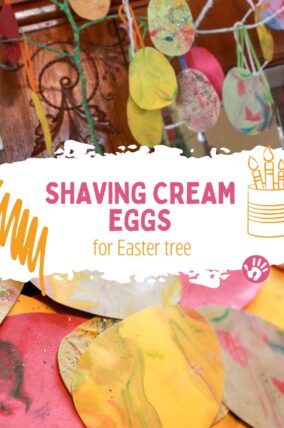 Shaving Cream Eggs for Easter Tree