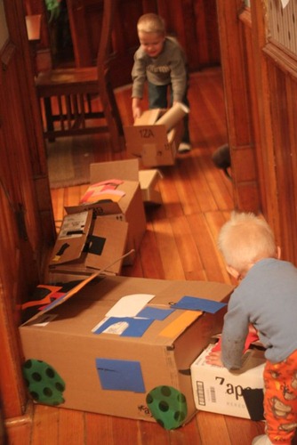 train made out of boxes