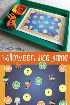 Halloween dice game for preschoolers