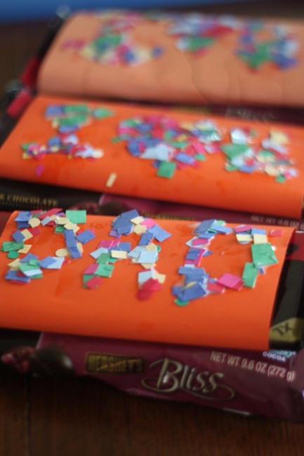 Father's Day Craft: Confetti Sprinkled DIY Candy Bar Wrappers