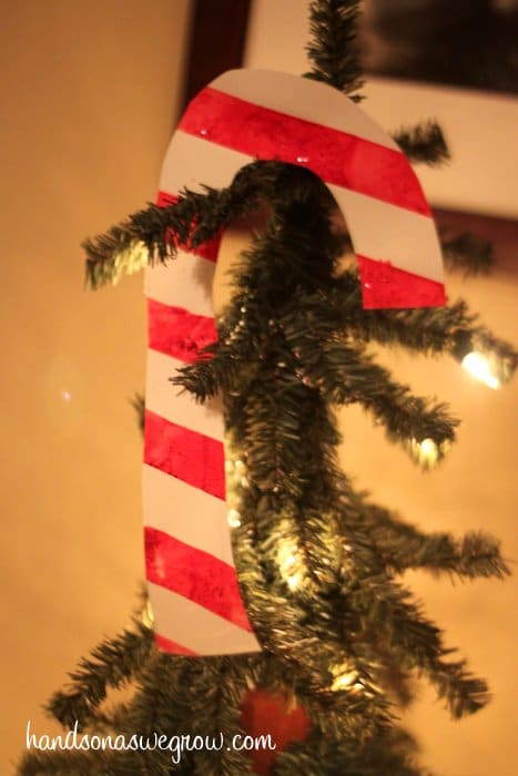 A Candy Cane Decoration from Tape Resist Painting