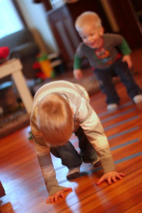 How do you burn energy when you're stuck inside with active kids? We use tape-based games!