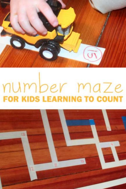 A number maze to practice counting and recognizing numbers