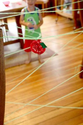 Which string will take you to the apple? Follow the lines to find it!