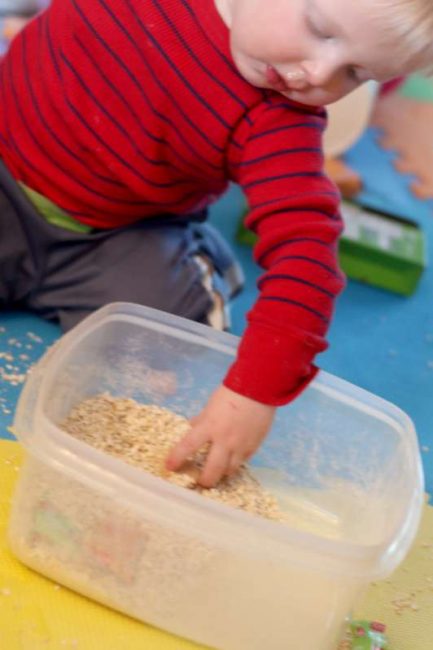 Dig for 'treasures' in an indoor sandbox