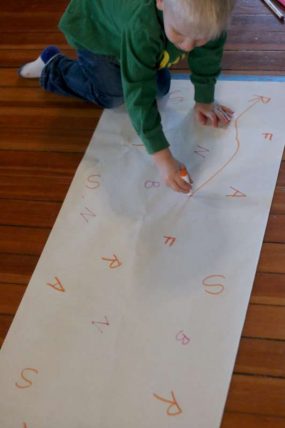 Make a BIG Connect the Dots using letters for preschoolers!