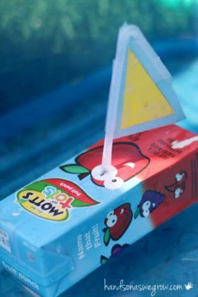 Boat craft for kids to make from juice boxes