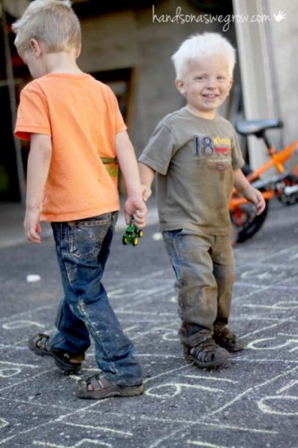 The boys loved their counting maze (yeah they're dirty)