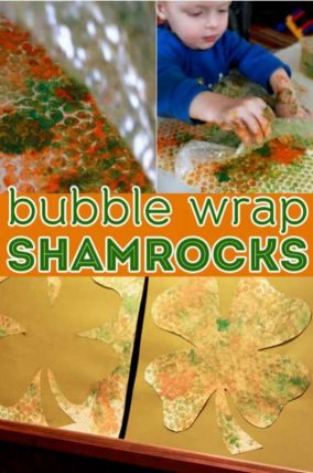 Bubble wrap prints! Then cut them out to be shamrocks for St. Patty's day!