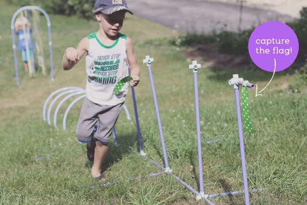 Add capturing flags to an obstacle course for kids