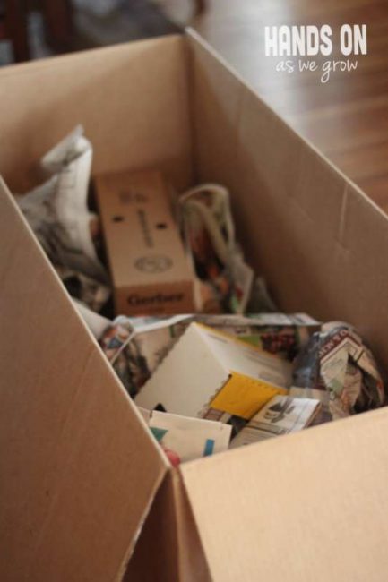 Make a Cardboard box dumpster for the kids to dive in and find treasures.