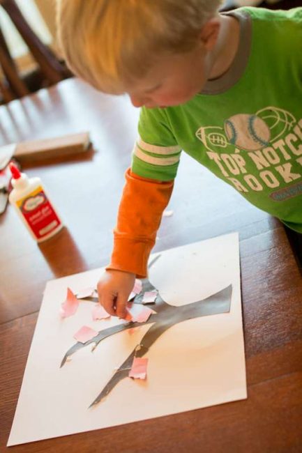 Practice gluing skills when you make a spring tree craft with your toddler
