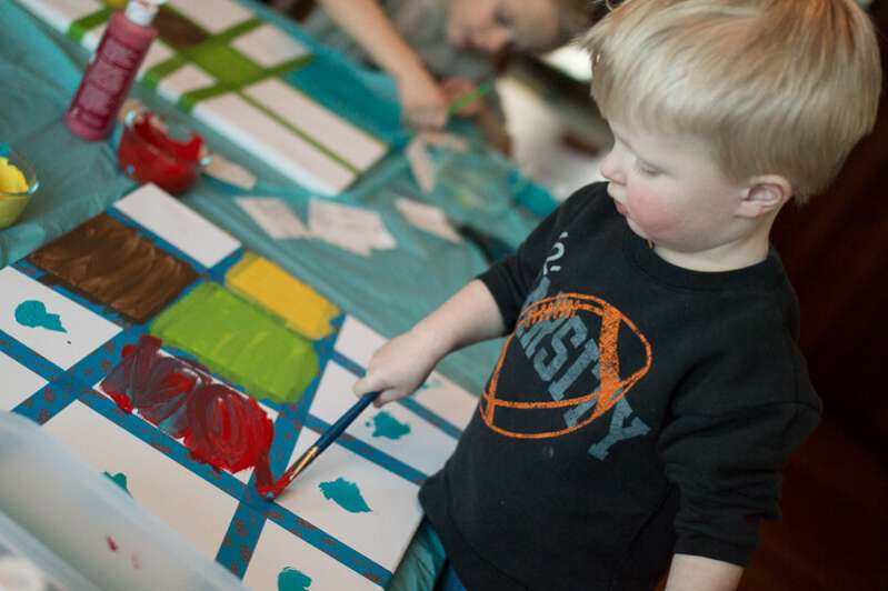 Making canvas art with kids
