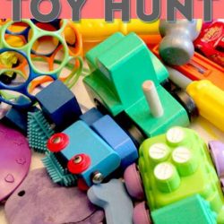 Go on a color scavenger hunt around the house for toys to make a rainbow.