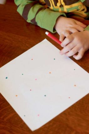 A beginner version of connect the dots for preschoolers that aren't quite reading numbers yet