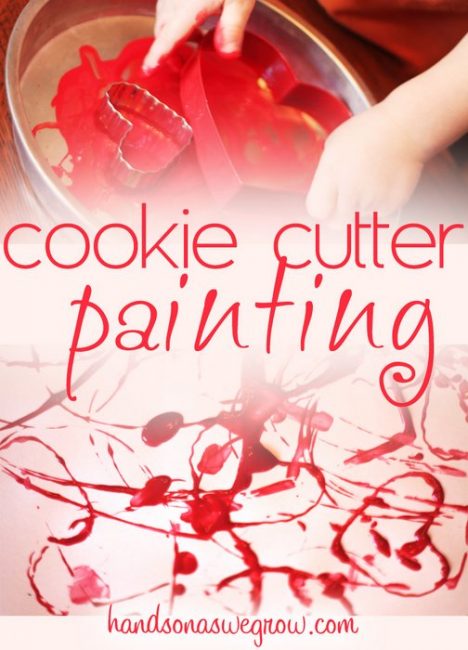 Simple heart cookie cutters make an easy way to paint to celebrate valentine's day with the kids