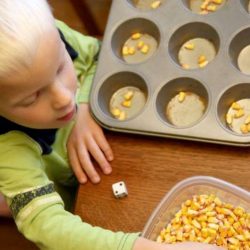 Counting corn kernels to practice one to one correspondence