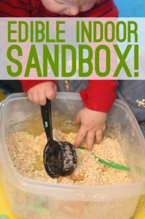 A very simple and quick to make, edible indoor sandbox for the kids to play with