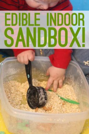 A very simple and quick to make, edible indoor sandbox for the kids to play with