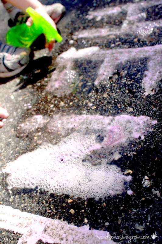 Homemade fizzy sidewalk chalk paint - Messy Little Monster