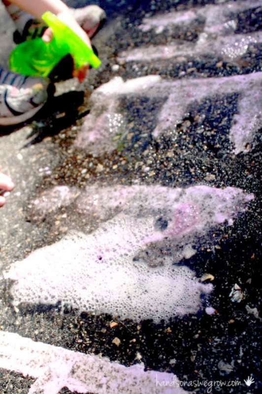 Vinegar + baking soda is always a good time, especially with chalk paint!