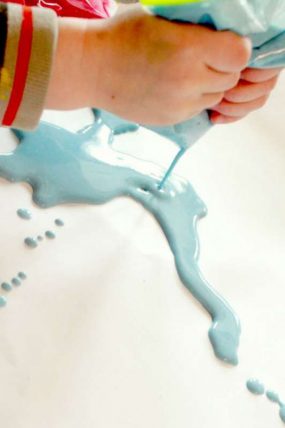 Flour piping sensory activity for kids