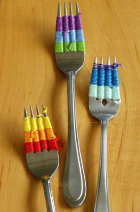 Fork Weaving quick craft for kids