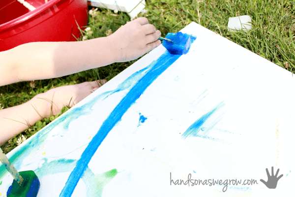 Use a canvas or heavy paper for your frozen paint art project!