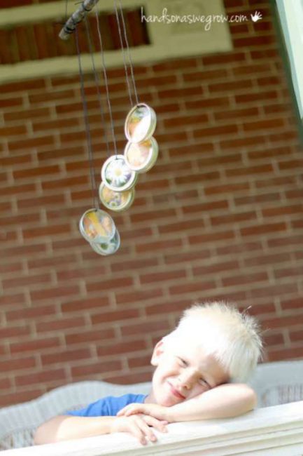 George with his suncatcher wind chimes - adore!