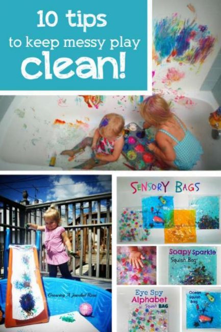 10 easy tips to keep messy play - CLEAN!