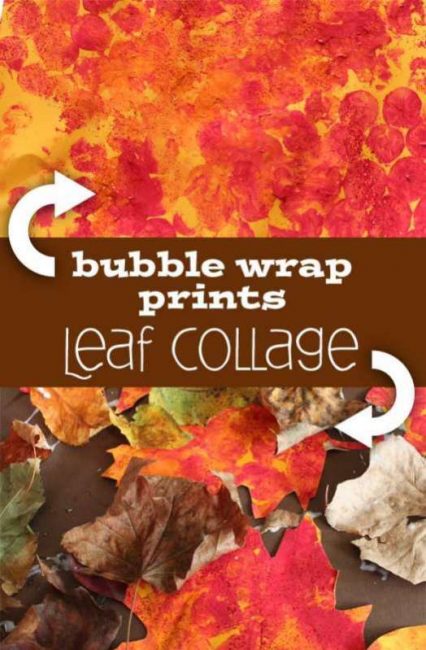 Fall Leaf Collage made with Bubble Wrap Art