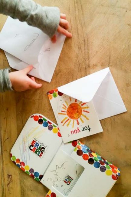 Pretend to write letters to friends - one of many common core activities for kindergarten