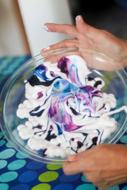 Roll eggs in colored shaving cream to marble Easter eggs