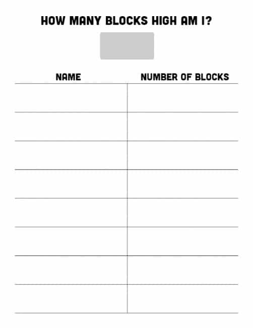 How many Blocks High Am I? Math Activity using Blocks