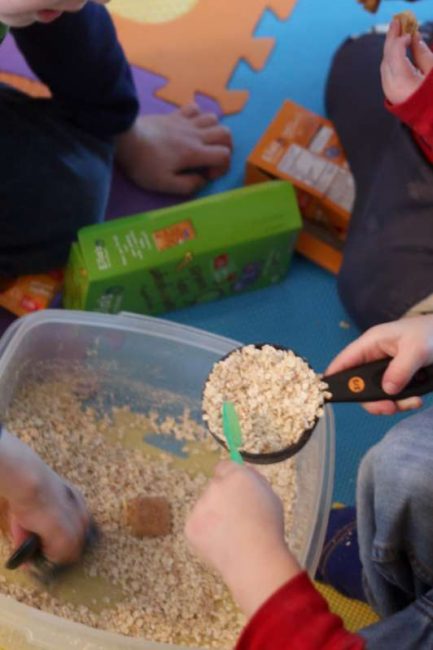 An indoor sandbox is an easy setup for kids to play for the day