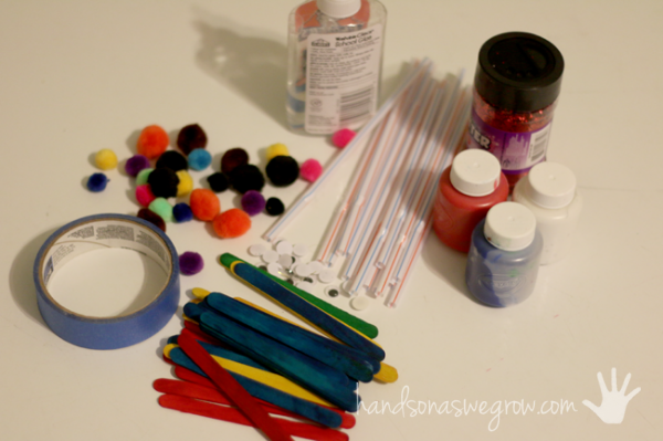 Odds and ends kids craft supplies that we don't use ALL the time, but do use occasionally, they're good to have on hand if you have the room.