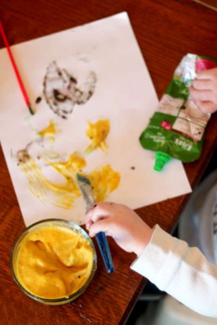 Painting with edible paint that's for babies