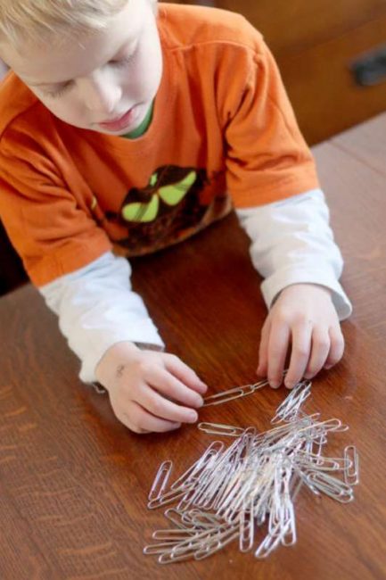 Paper clips are a great fine motor activity