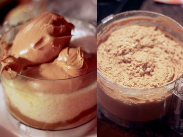 Mixing up the peanut butter candies with food processor