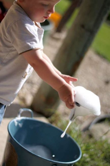 Simple sensory activity - Making bubbles and playing with them!