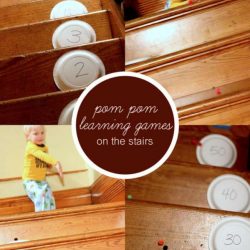 Pom pom learning games on the stairs